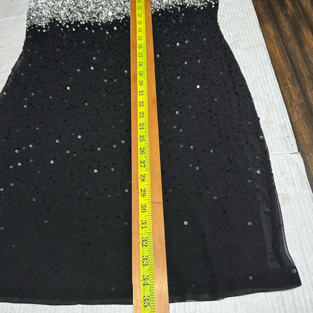 Polo by Ralph Lauren Silver Black Sequin Bodycon Midi Dress - Picture 11 of 14